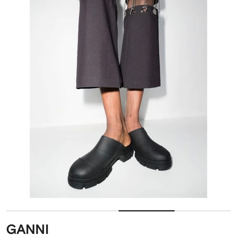 GANNI City Slip On Black Mule Recycled Rubber Chunky Sole Lug Sole …